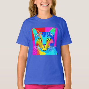 Camiseta Retrato de Cat Pop com várias cores