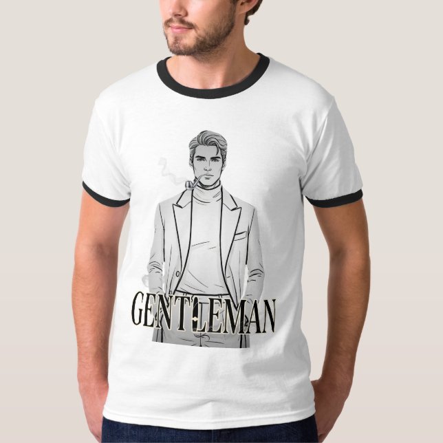 Camiseta Retrato de Cavalheiro com Cachimbo (Frente)