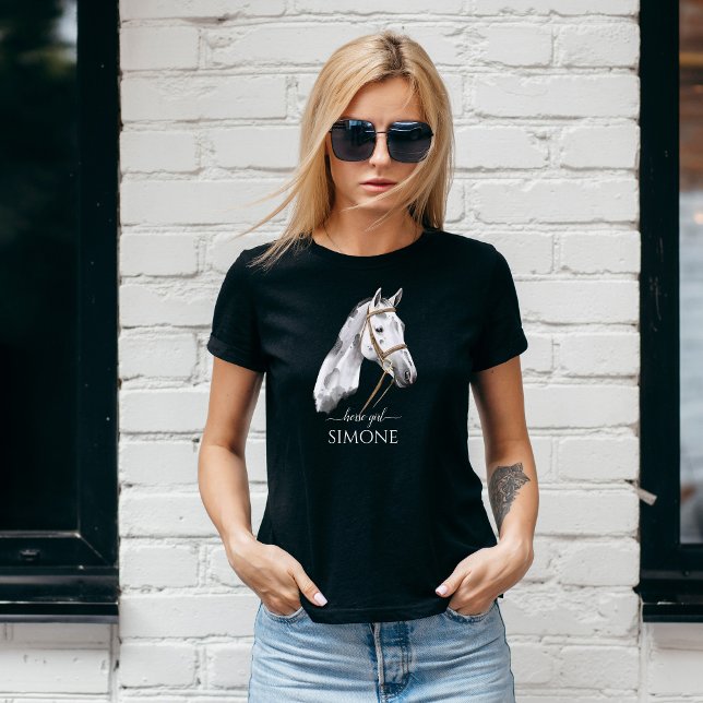 Camiseta Retrato de cavalo branco Appaloosa equestre (Criador carregado)