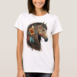 Camiseta Retrato de Cavalo Equestre Ocidental da Vaca Horse