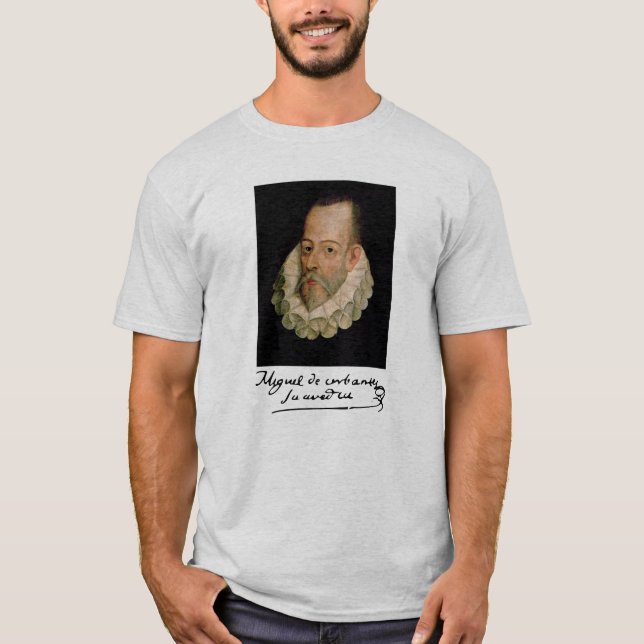 Camiseta Retrato de Cervantes e T-Shirt Signature (Frente)