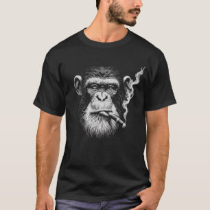 Camiseta Retrato de Chimpanzé Fumando