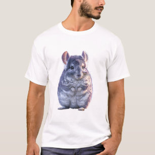 Camiseta Retrato de Chinchila Prateada Fofa para Homens