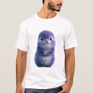Camiseta Retrato de Criatura Adorável com Pelagem Roxa para