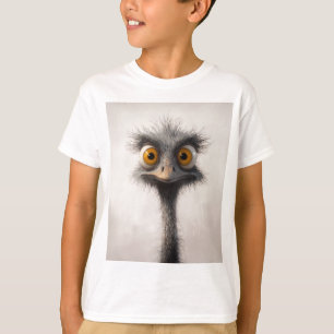 Camiseta Retrato de desenho animado de avestruz de olhos ar