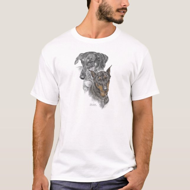 Camiseta Retrato de Dois Dobermans (Frente)