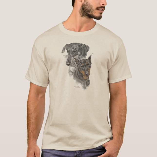 Camiseta Retrato de Dois Dobermans (Frente)