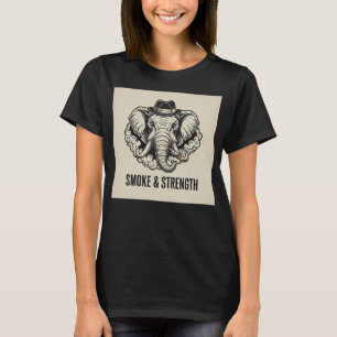 Camiseta Retrato de Elefante Malhado Fumando em Estilo de L