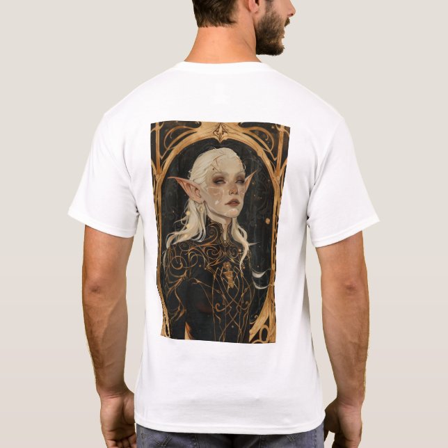 Camiseta Retrato de Elven Mulher Encantadora | Fantasy T-Sh (Verso)