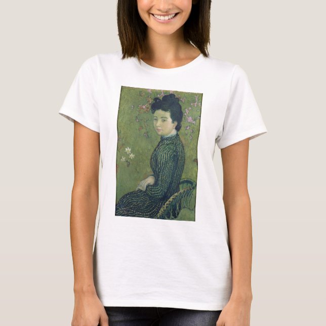 Camiseta Retrato de Eva Meurier em um vestido verde (Frente)