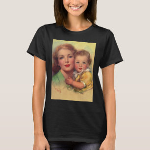Camiseta Retrato de Família Mãe e Filho Antigo