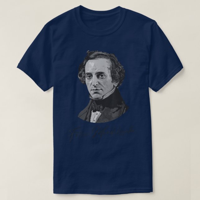 Camiseta Retrato de Felix Mendelssohn, compositor de música (Frente do Design)