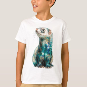 Camiseta Retrato de Furão de Arte Salpicada para Crianças