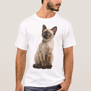 Camiseta Retrato de Gatinho Siamês de Olhos Azuis para Home