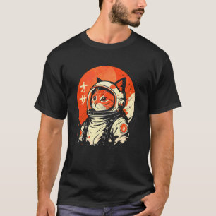 Camiseta Retrato de Gato Astronauta Gráfico Kitty Espaço Có