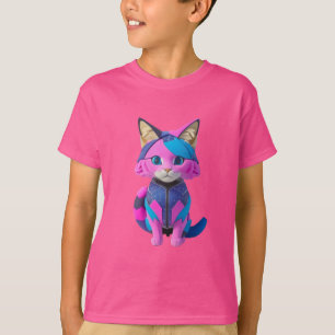 Camiseta Retrato de gato ciborgue bonito