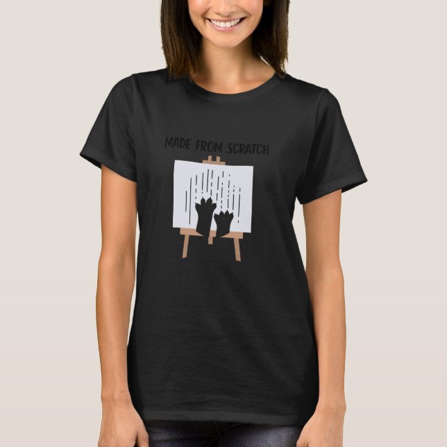 Camiseta Retrato de Gato Engraçado Feito do Zero (Frente)