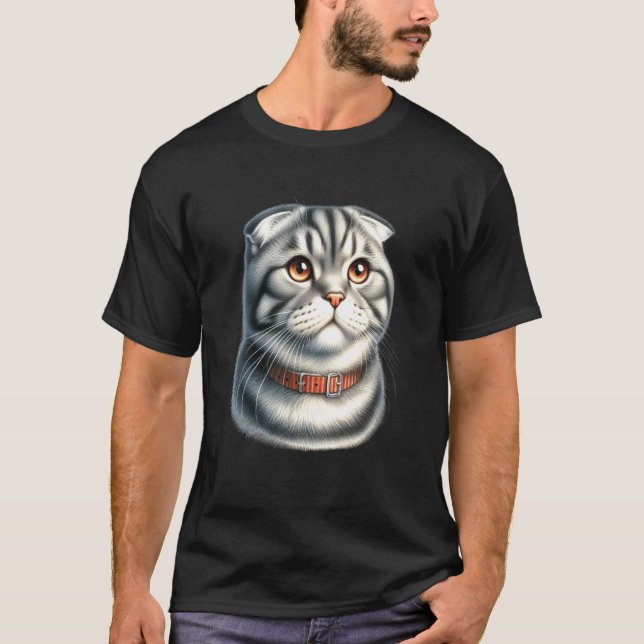 Camiseta Retrato de Gato Fold Escocês (Frente)