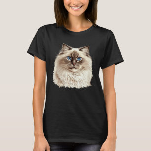 Camiseta Retrato de Gato Ragdoll Cabeça de Gato Ragdoll Gat