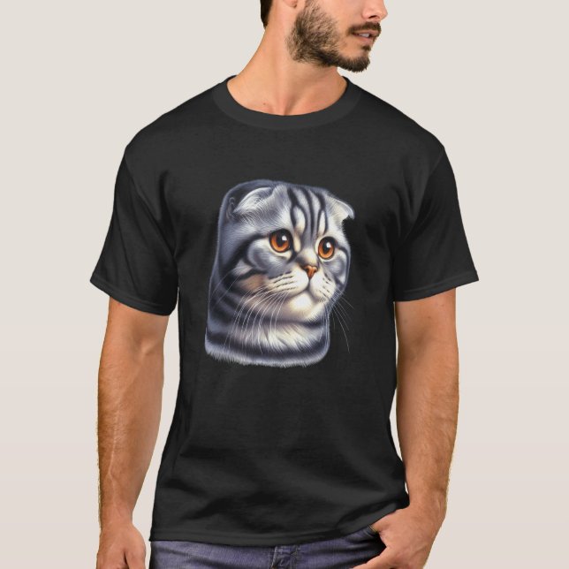 Camiseta Retrato de Gato Scottish Fold (Frente)