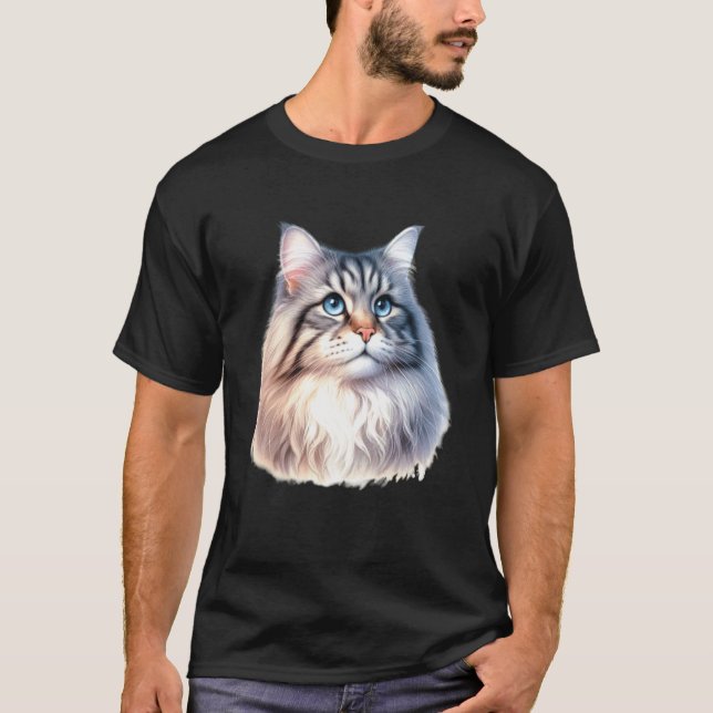 Camiseta Retrato de Gato Siberiano (Frente)