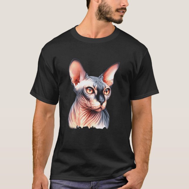 Camiseta Retrato de Gato Sphynx (Frente)