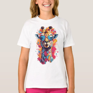 Camiseta Retrato de Girafa em Estilo Grafite-58567