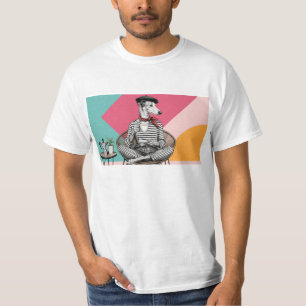 Camiseta Retrato de Greyhound em Pop Art Bebendo Café Cinza