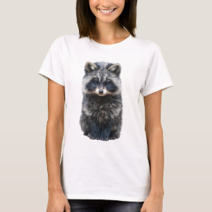 Camiseta Retrato de Guaxinim Fofinho e Felpudo para Mulhere