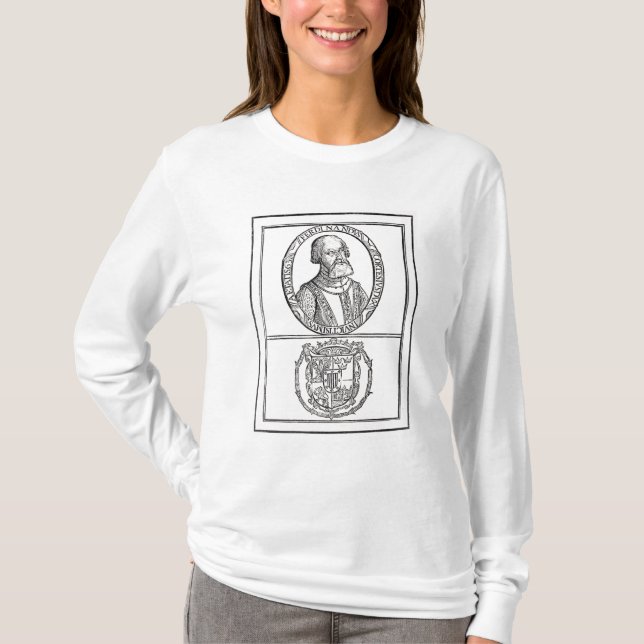 Camiseta Retrato de Hernado Cortes e seus braços (Frente)