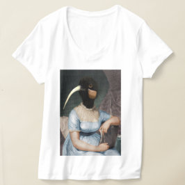 Camiseta retrato de Jane Austen com cabeça de pássaro