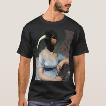 retrato de Jane Austen com cabeça de pássaro