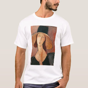 Camiseta Retrato de Jeanne Hebuterne em um chapéu grande