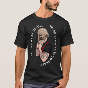 Camiseta Retrato de Karl Marx em Pop Art Revolução Tatuagem