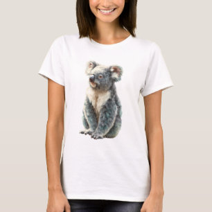 Camiseta Retrato de Koala Texturizado Suave e Caprichoso pa