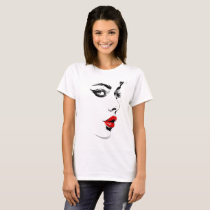 Camiseta Retrato de Lábios Crimson Noir