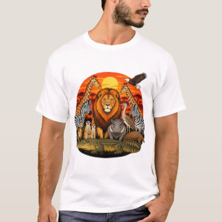 Camiseta Retrato de Leão da Vida Selvagem da Safari African