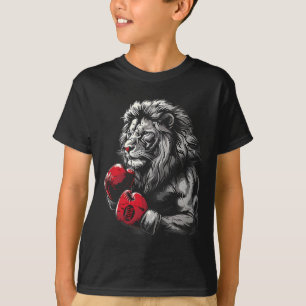 Camiseta Retrato de Leão de Boxe Motivo Vida Selvagem Kickb