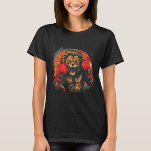 Camiseta Retrato de Leão de Boxe Motivo Vida Selvagem Kickb