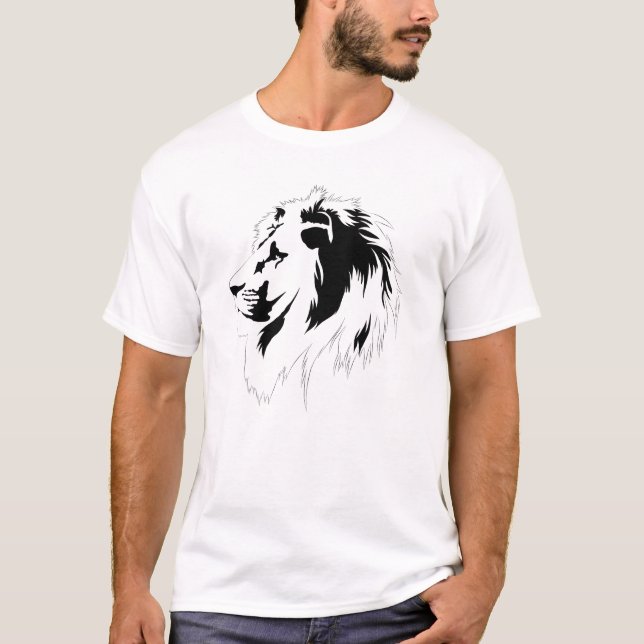 Camiseta Retrato de leão (preto) (Frente)