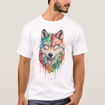 Retrato de Lobo Pintado com Grafite Colorido