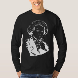 Camiseta Retrato de Ludwig van Beethoven Pianistas Tocador 