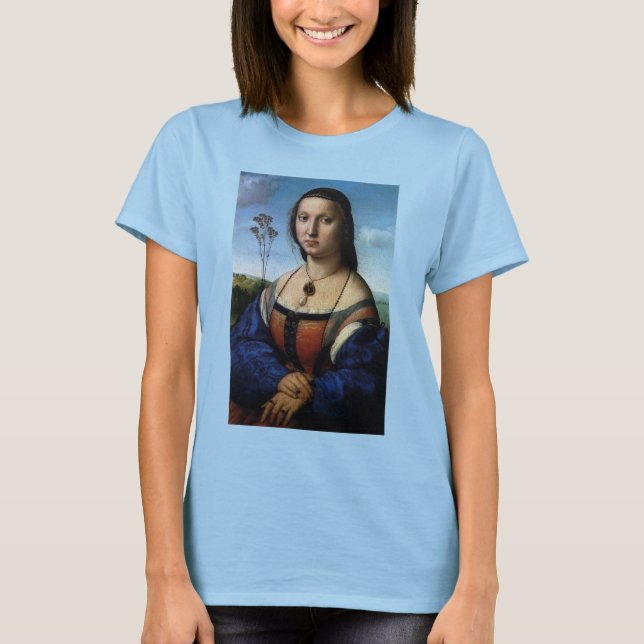 Camiseta Retrato de Maddalena Doni por Raphael Sanzio (Frente)