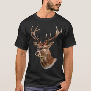 Camiseta Retrato de Majestoso Veado com Grandes Chifres