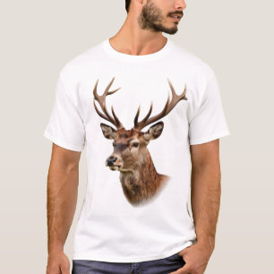 Camiseta Retrato de Majestoso Veado com Grandes Chifres
