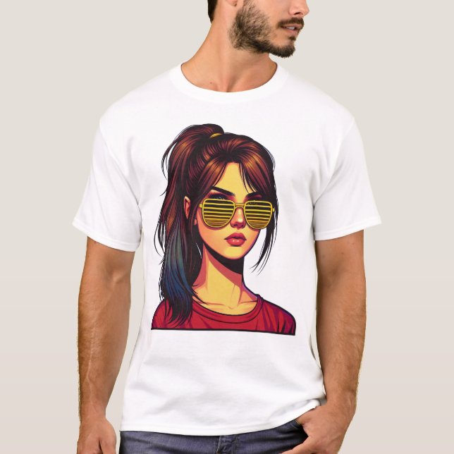 Camiseta Retrato de Menina Estilizada (Frente)
