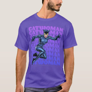 Camiseta Retrato de menino com pilha de nomes da Catwoman d