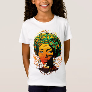 Camiseta Retrato de Mulher Africana com Sunset