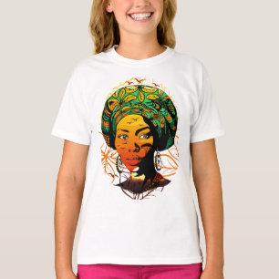 Camiseta Retrato de Mulher Africana com Sunset