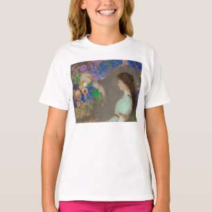 Camiseta Retrato de mulher com flores por Odilon Redon